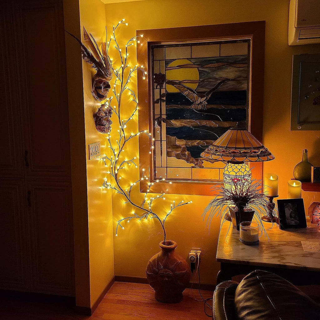 144LED Wall Tree Enchanted Willow Vine Lights Bendable Branch USB Fairy Lighting