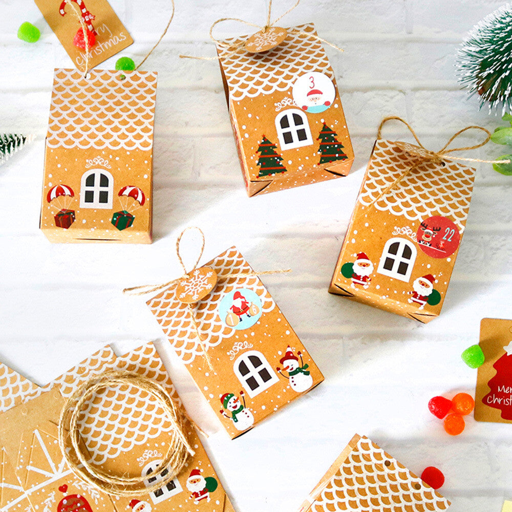 24Pcs Christmas Candy Gift Bags Xmas Cookie Packaging Party Boxes Sweets Box UK
