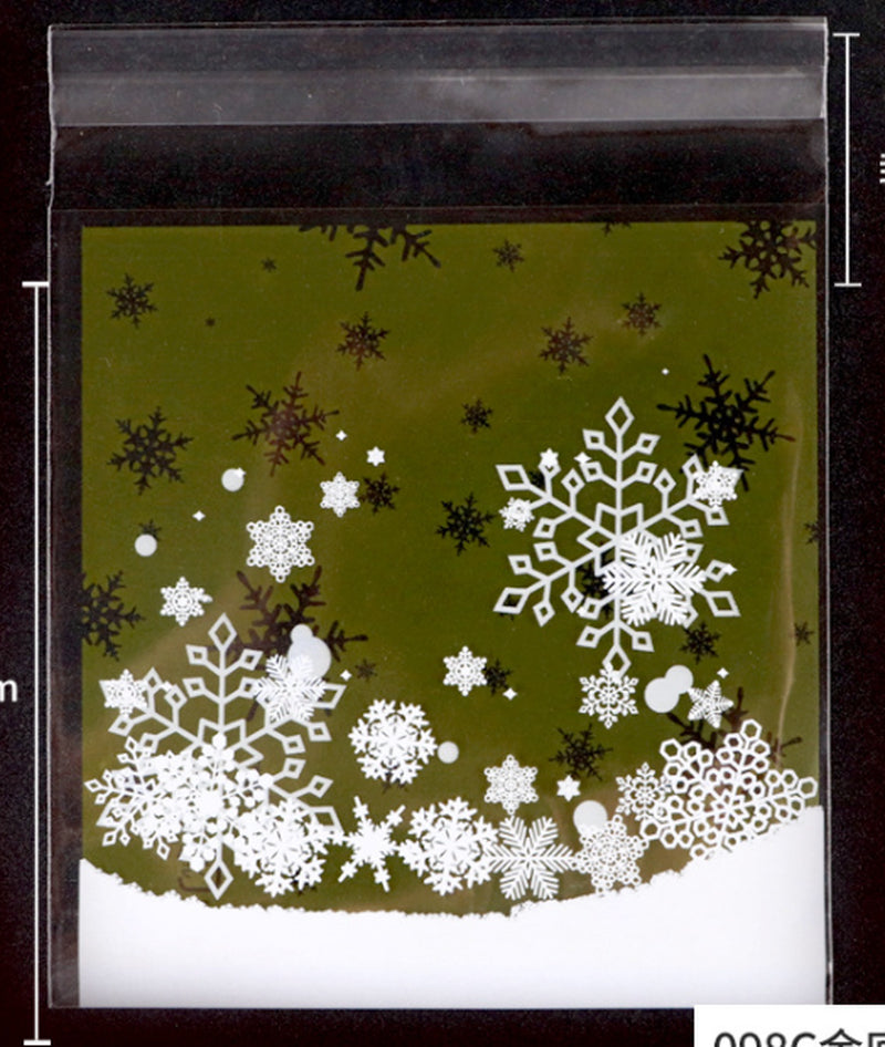 New Christmas 100Pcs Self Adhesive Bag Cookie Candy Gift Packaging Bags 10X10Cm