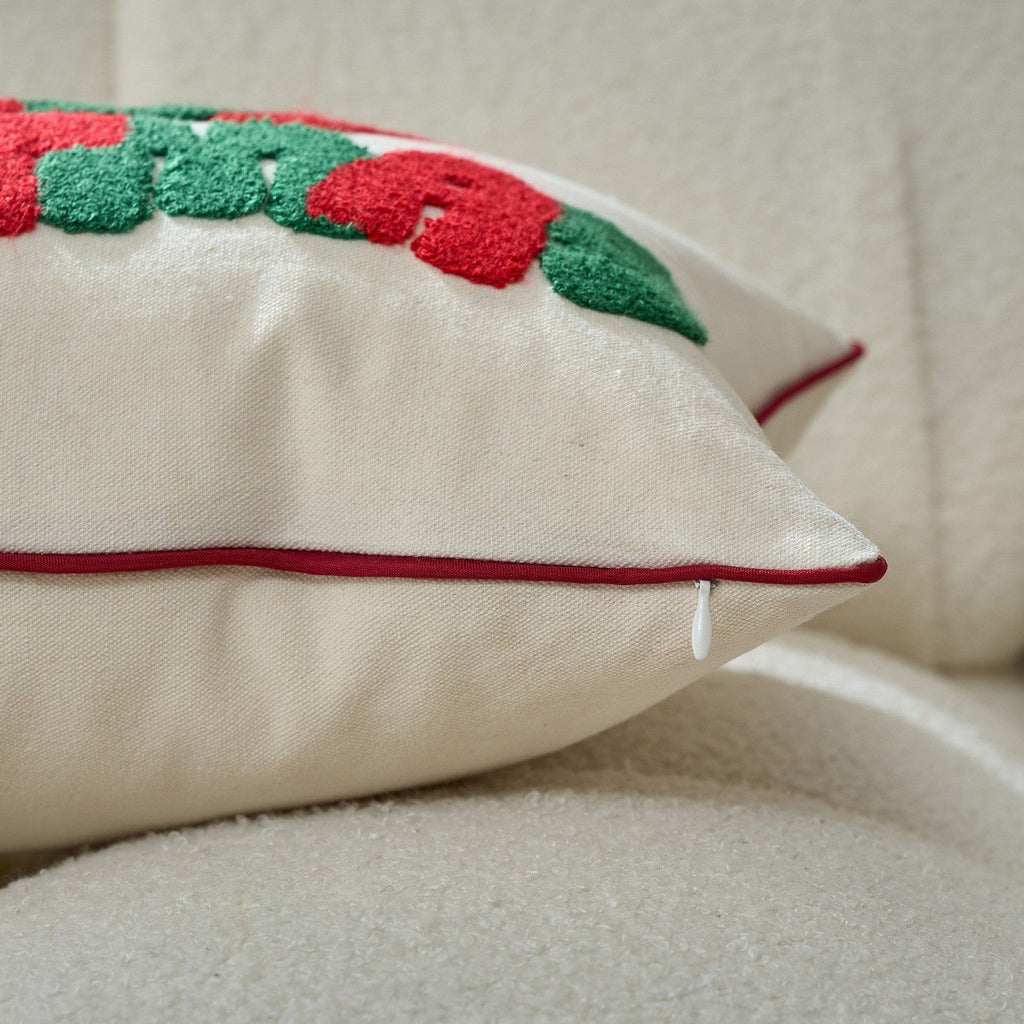 UK Plush Christmas Embroidery Cushion Cover Xmas Luxury Pillow Case Home Decor