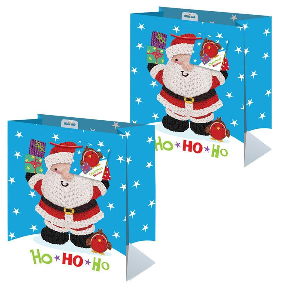 2 Pack Christmas Small Gift Bag 26.5Cm X 21.5Cm X 10Cm - Choose Design