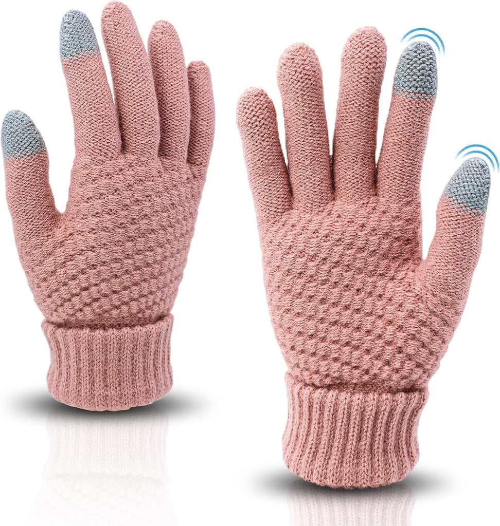 Women Winter Gloves, Warm Soft Touchscreen Gloves Thermal Knit Fleece Lined Glove Elastic Cuff Womens Gloves for Cold Weather