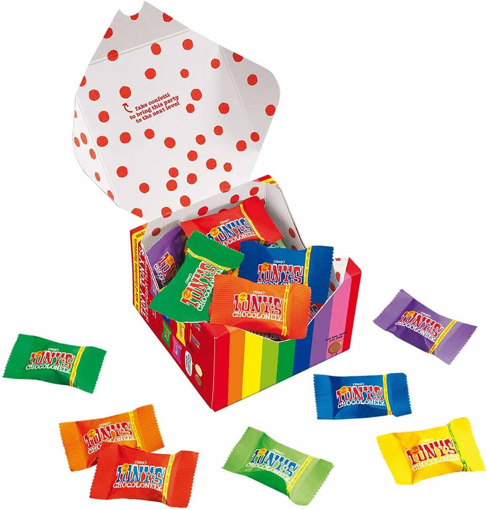 Tiny Tony'S Gift Box - 180G Mini Chocolate Mix to Share, 10 Different Flavours, Individually Wrapped, Vegetarian, Belgian Fairtrade Chocolates