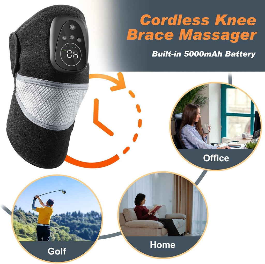 Heated Knee Massager, 3-In-1 Knee Shoulder Elbow Heating Massage Wrap, Pain Relief & Relaxation