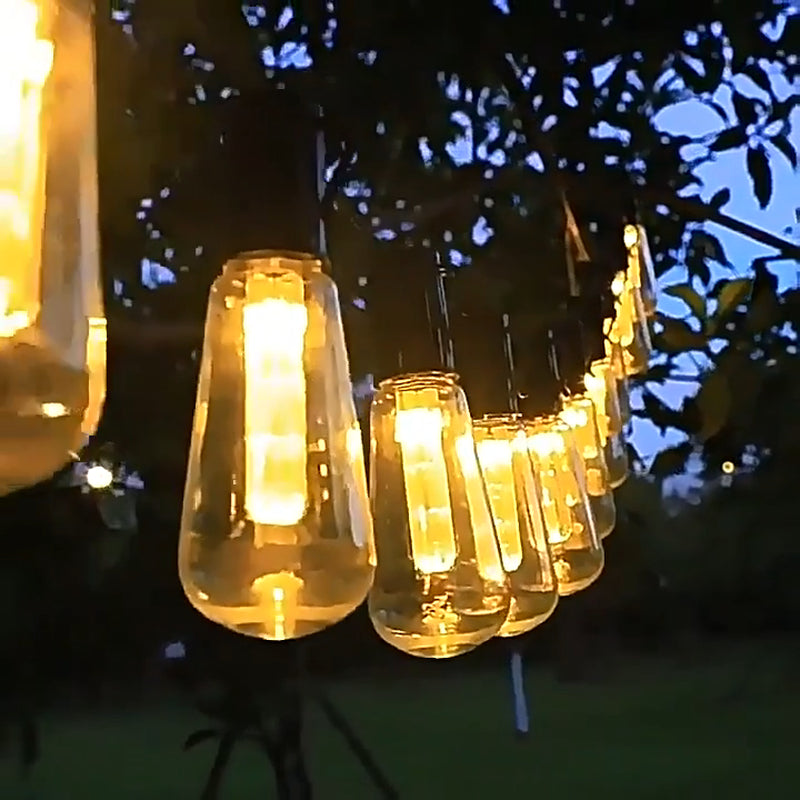 10 LED Solar Powered Retro Bulb String Lights Garden Outdoor Fairy Party Lamp