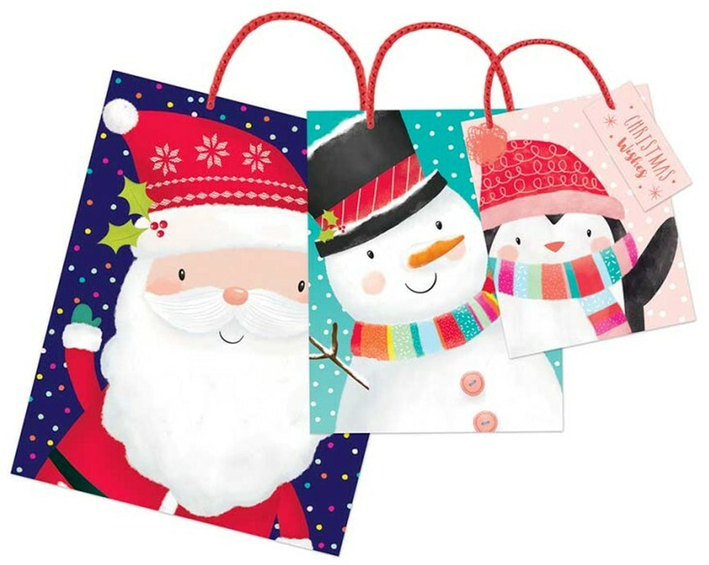 9 X Santa Christmas Gift Bags Wrapping Present Party Paper Carrier Bag Xmas Bags