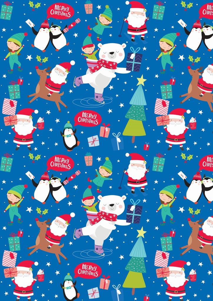 4 X 4M Cute Christmas Wrapping Paper Rolls Kids Xmas Gift Wrap & 16 Gift Tags