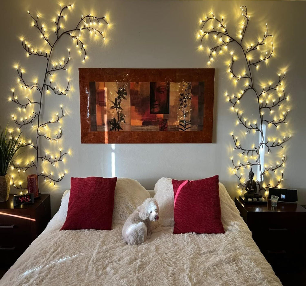 144LED Wall Tree Enchanted Willow Vine Lights Bendable Branch USB Fairy Lighting