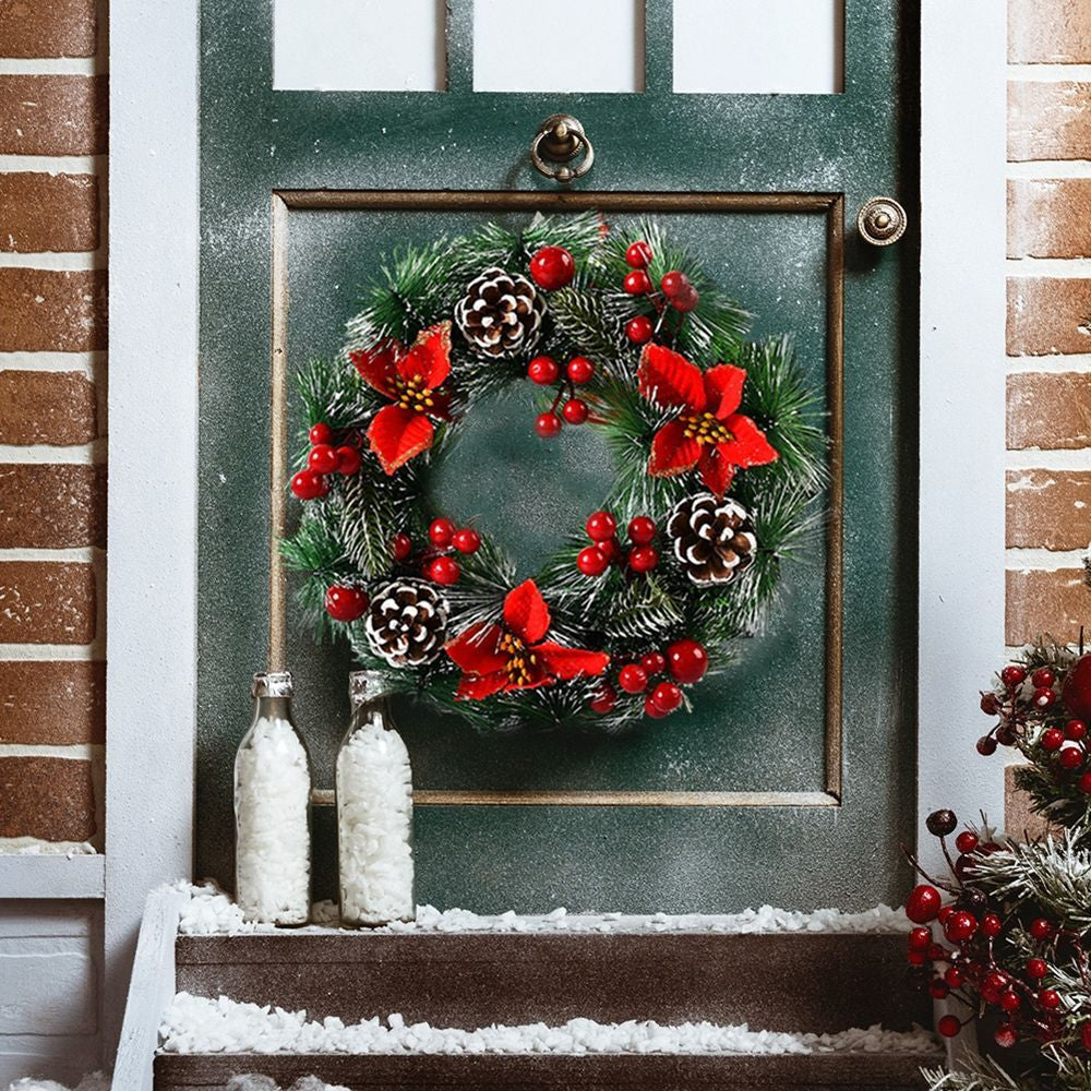 Large Snowy Christmas Wreath for Front Door Garland Christmas Decoration Outdoor