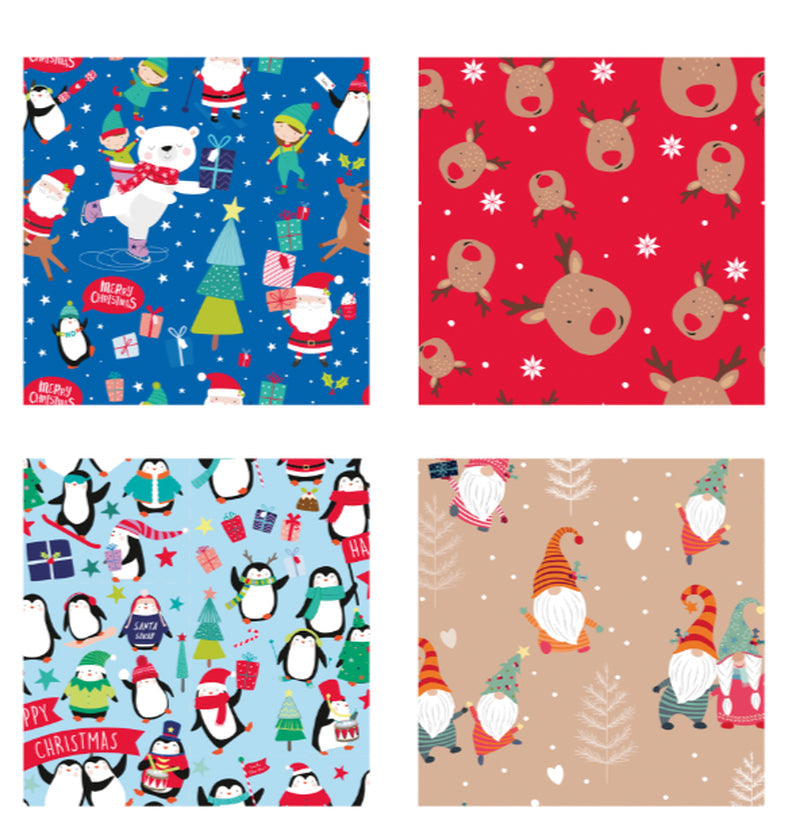 4 Rolls Christmas Gift Wrapping Kids Designs Paper 7M X 70Cm Roll 28 Metre