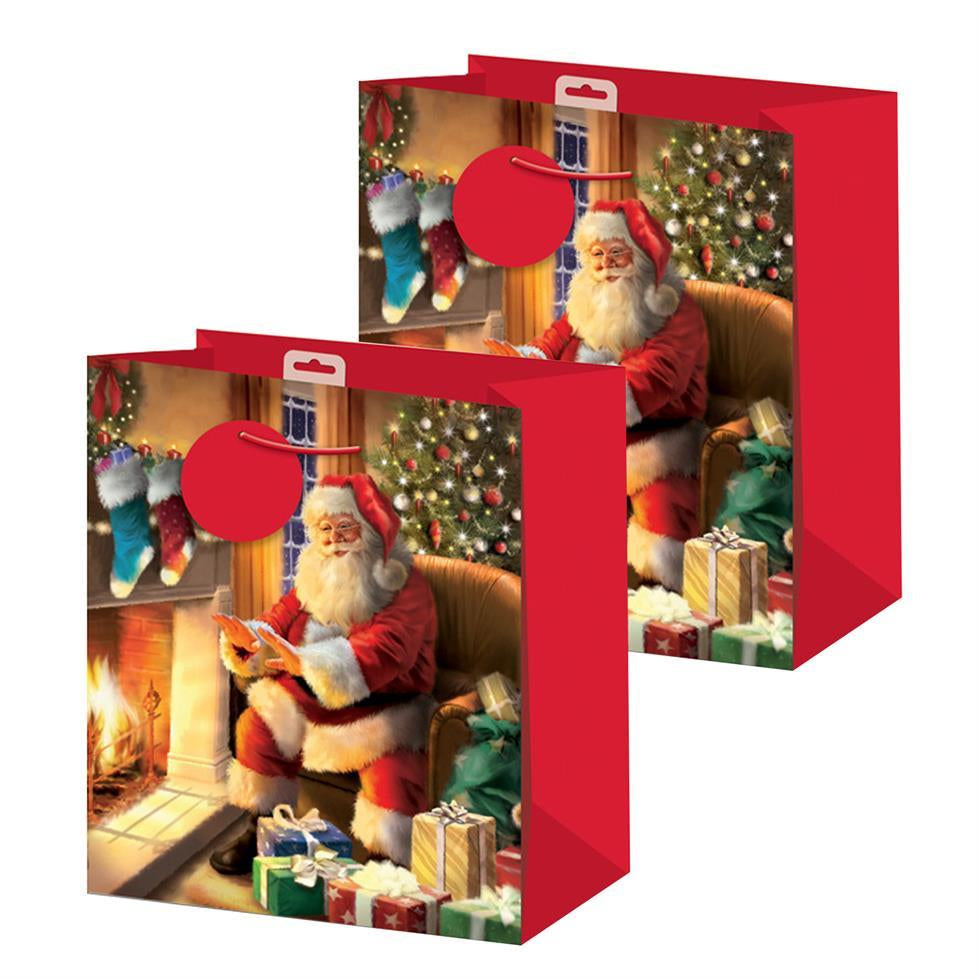 2 Pack Christmas Small Gift Bag 26.5Cm X 21.5Cm X 10Cm - Choose Design