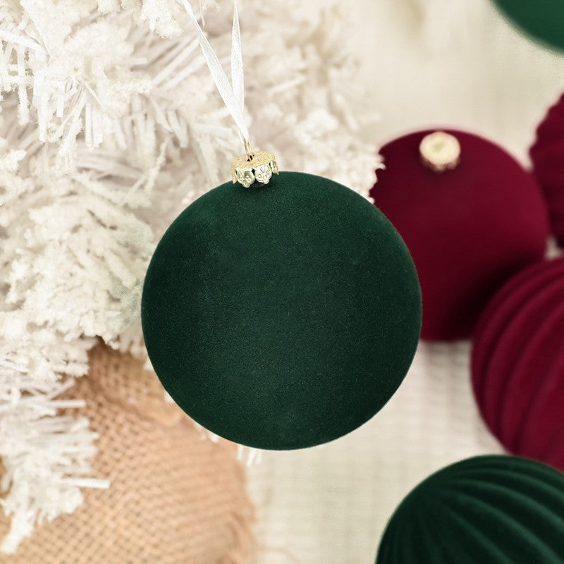 12X Velvet Christmas Balls Xmas Tree Hanging Bauble Ornament Party Decorations