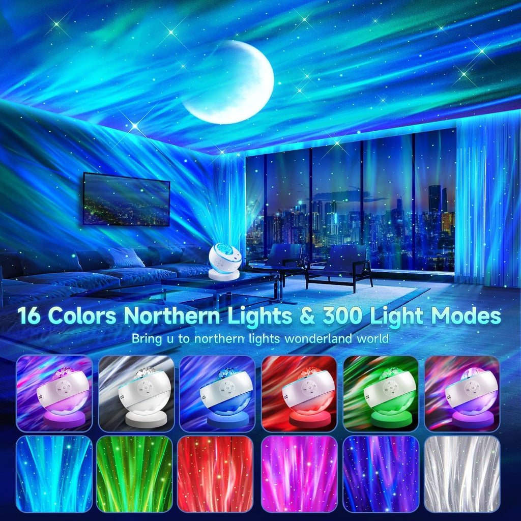 Galaxy Projector Star Projector, 16 ​Colour Moon Galaxy Light, 15 White Noise Machine | Bluetooth Northern Lights, Remote Aurora Sensory Light, Gifts Girl Room Decor Led Lights for Bedroom