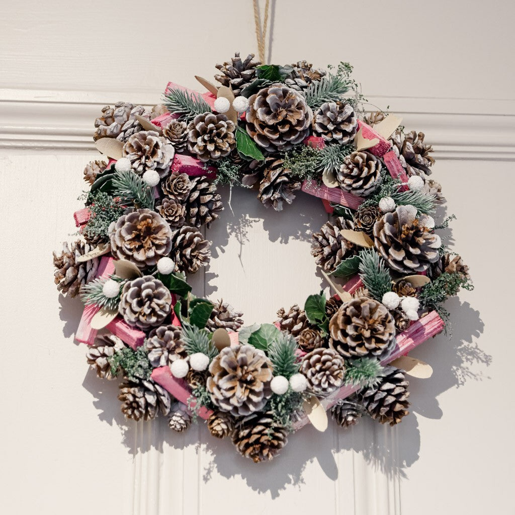 Front Door 36Cm Pastel Pink Wreath Xmas Garland Tree Fireplace Christmas Decor