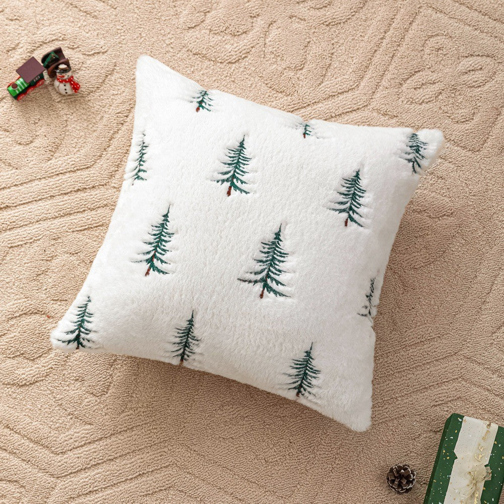 Christmas Tree Pattern Throw Pillow Cover Cozy Pillow Case Soft Cushion Cover