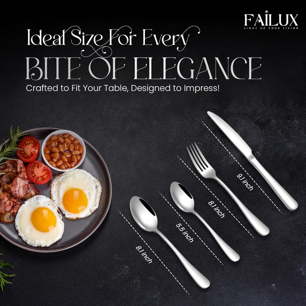 36-Piece Silver Cutlery Set,Stainless Steel Cutlery Set for 9 People–Elegant Cutlery Sets with Knives - Forks Set, Dinner and Tea Spoons Sets-Ideal for Home,Party and Restaurant