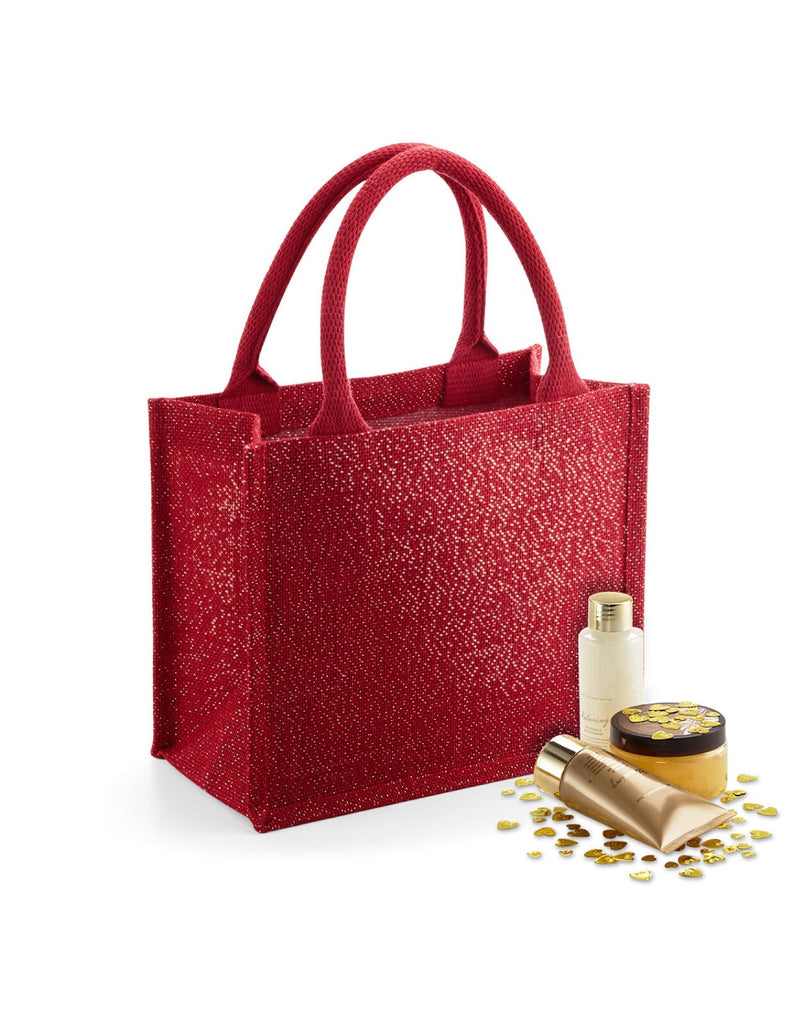 Small Hessian Jute Gift Bag Gold Shimmer Birthday Christmas Present Carry Bags