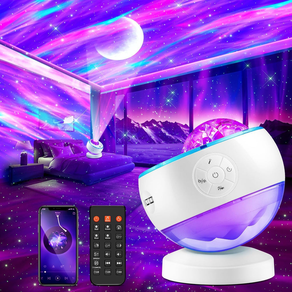Galaxy Projector Star Projector, 16 ​Colour Moon Galaxy Light, 15 White Noise Machine | Bluetooth Northern Lights, Remote Aurora Sensory Light, Gifts Girl Room Decor Led Lights for Bedroom