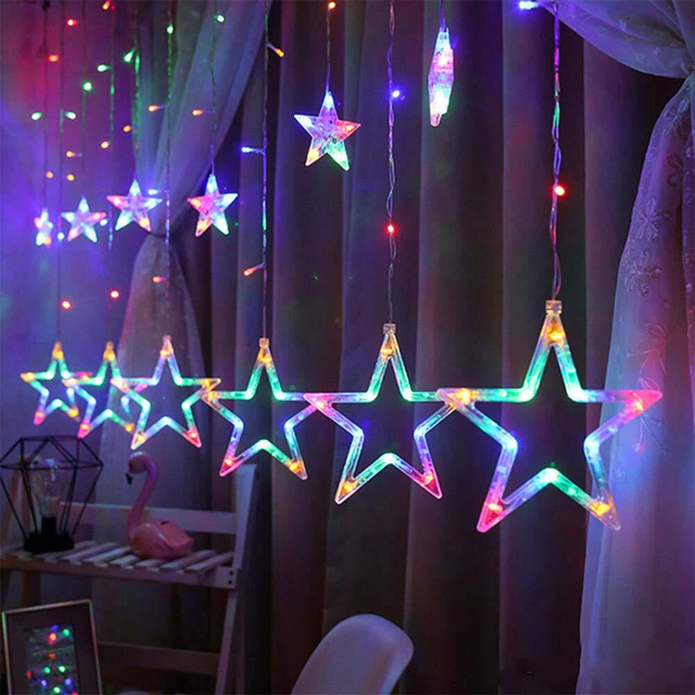 Christmas Multi Colour Twinkling Stars Fairy String Lights Window Xmas Decor