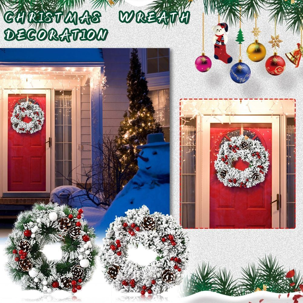 Large Snowy Christmas Wreath for Front Door Garland Christmas Decoration Outdoor