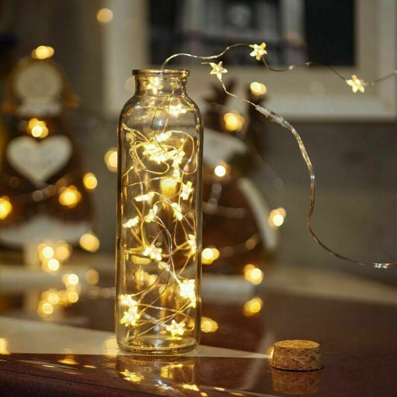 20 LED Star Lights Battery Garden Fairy String Micro Wedding Party Bedroom Decor