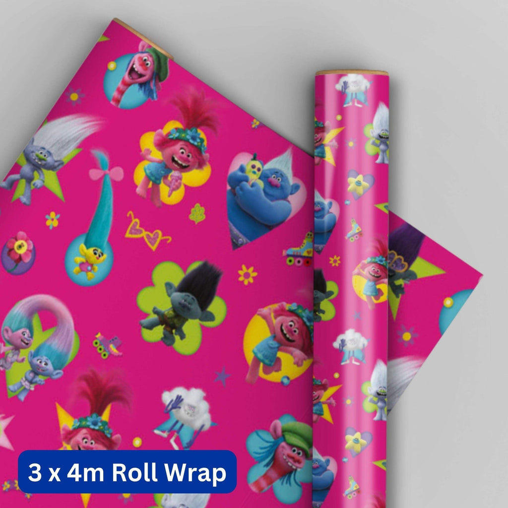 Wrapping Paper Trolls Kids Birthday Gift Wrap 3 X 4M Roll Official Product