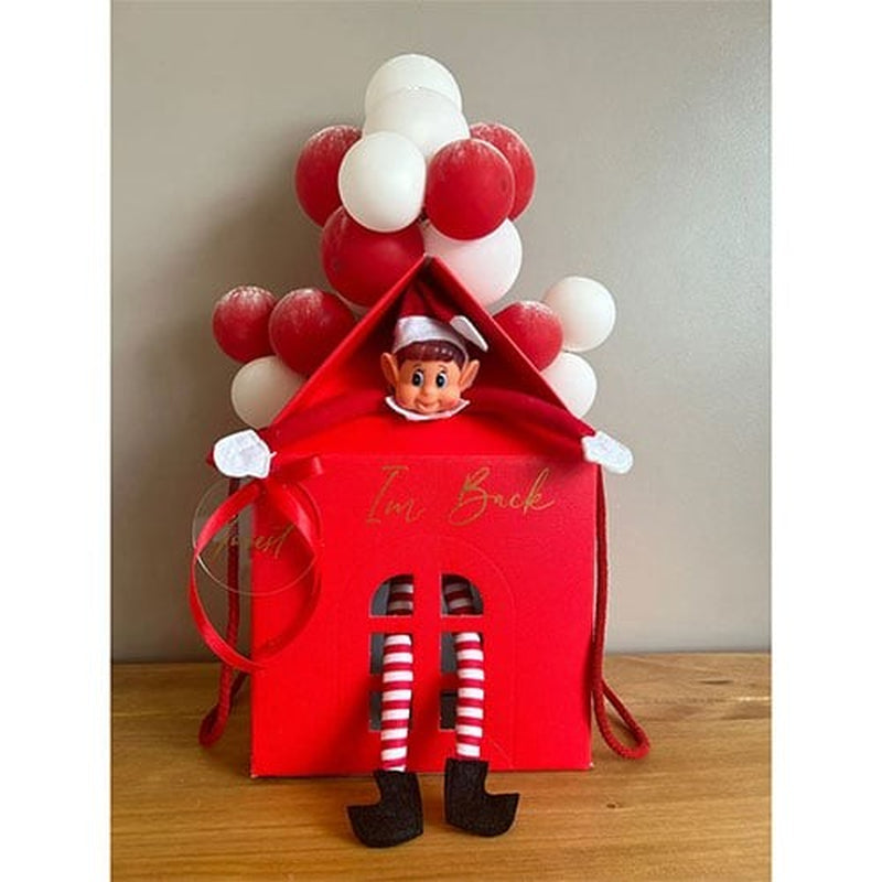 Red Christmas House Cardboard Gift Box with Handles
