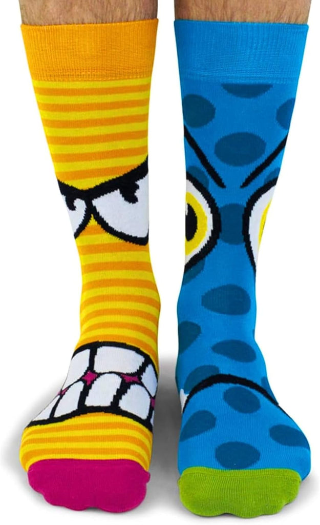 the Stress Heads Gift Box – 6 Sulking Odd Socks for Men – UK 6–11, EUR 39–46, US 7–12 – Funny Monster-Themed Mix & Match Socks – Colourful Gift for Birthdays, Father’S Day & Christmas