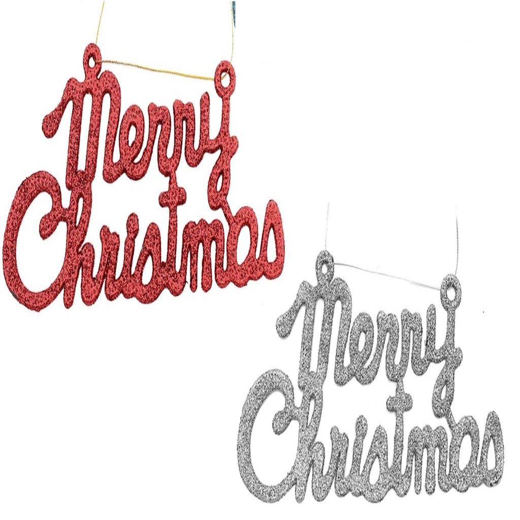 Davies Products 19 CM Merry Christmas Glitter Hanging Sign Decoration