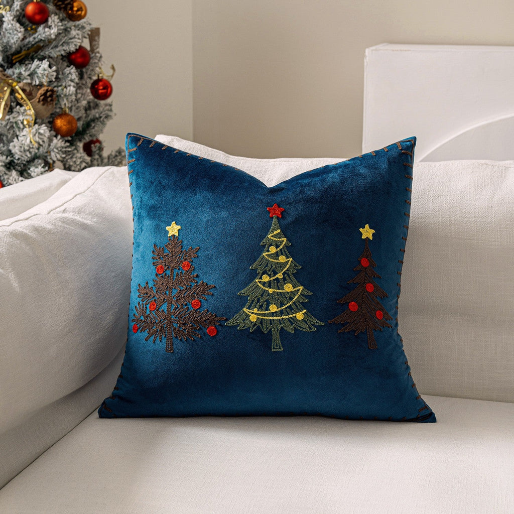 UK Velvet Christmas Cushion Cover Xmas Pillow Case Home Decor Christmas Tree 18"