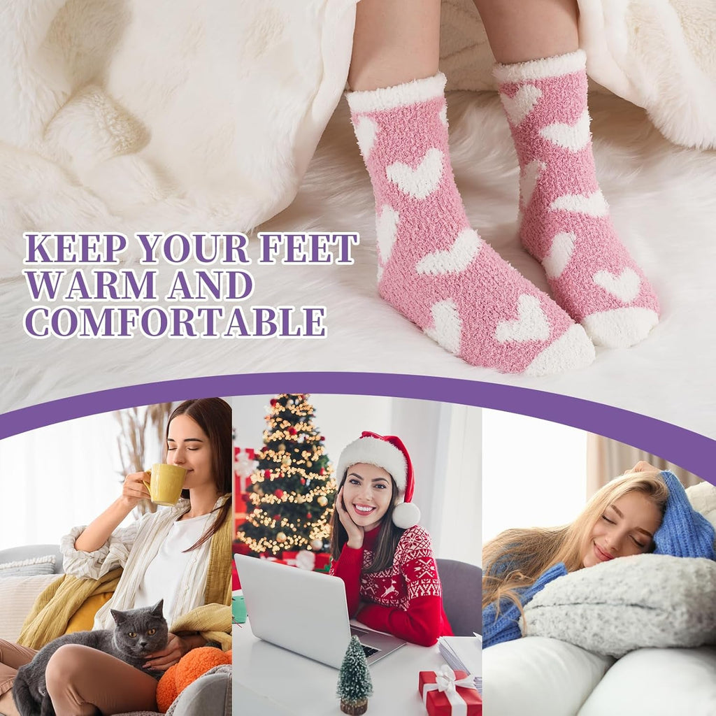 Fluffy Socks Womens with Gift Box, Cosy Bed Socks for Women, Warm&Comfy Fuzzy Sock, Christmas Gifts for Women Ladies Girls, 5 Pairs, 3-8