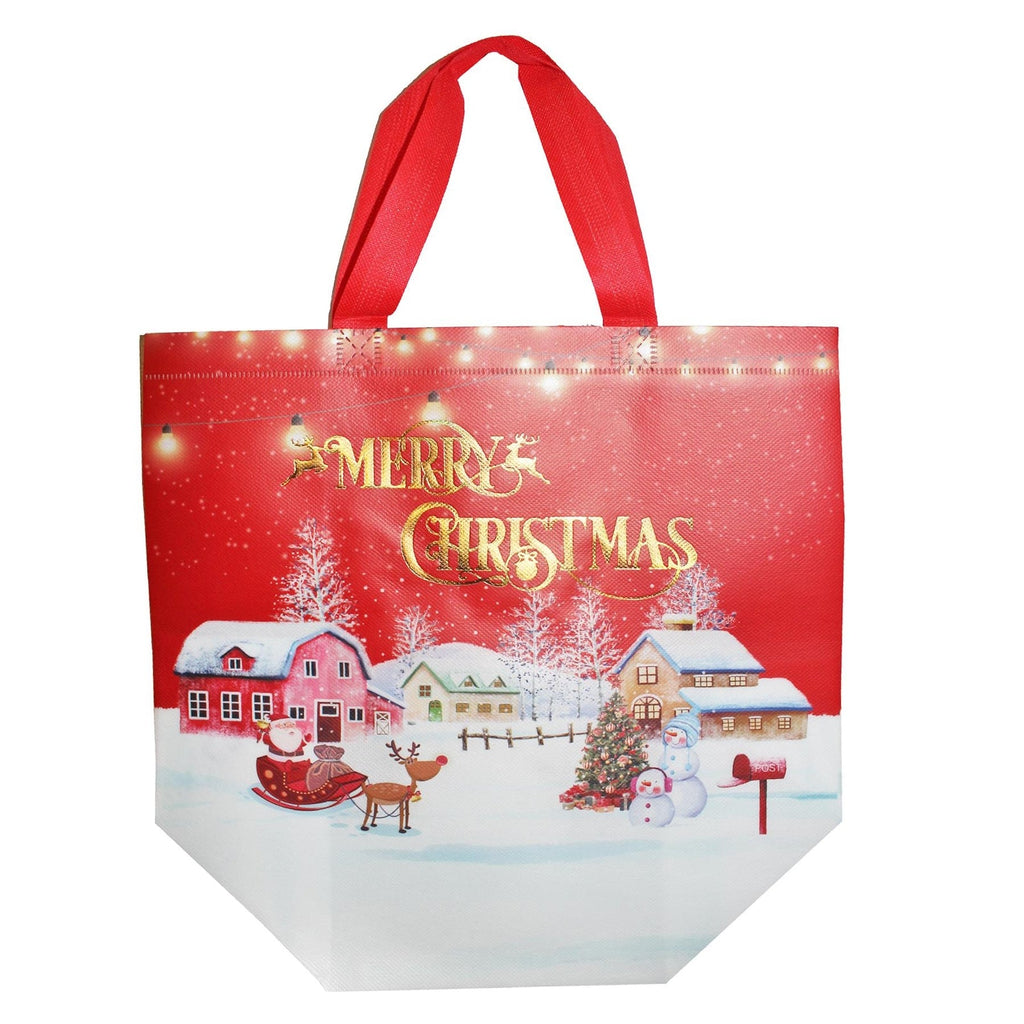 Christmas Gift Bags Set of 2 Large Shopper Xmas Presents 32Cmx26Cm - Festive Red