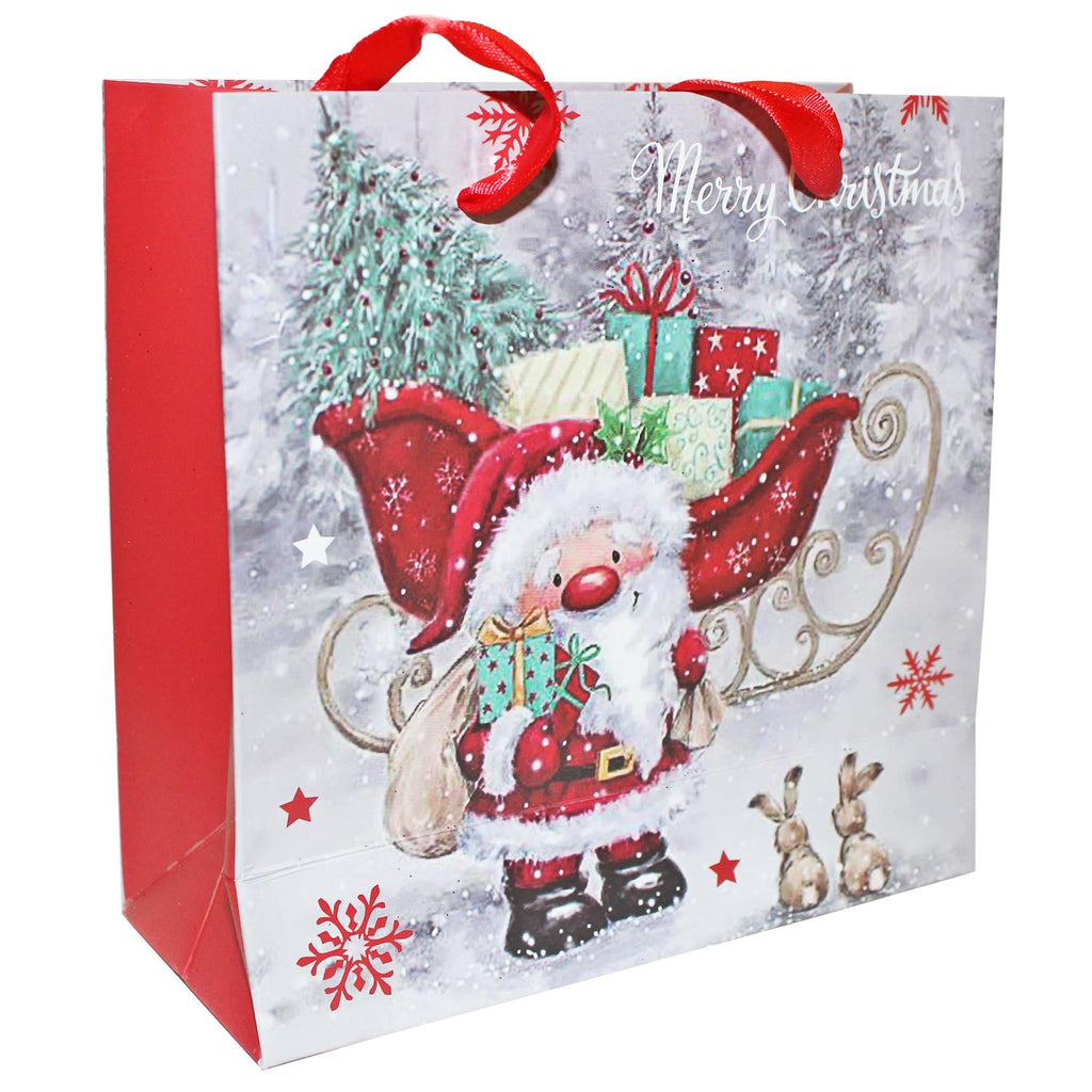 2 Pack 3D Christmas Gift Bags 16Cm X 16Cm Glittery - Choose Design