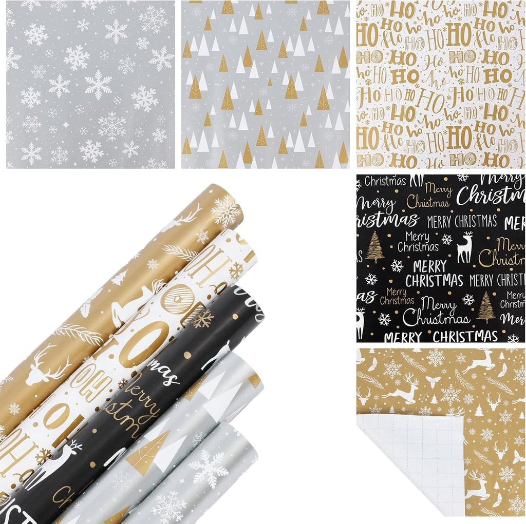 Christmas Wrapping Paper - 5X 3M Roll Metallic Foil for Gift Boxes and Decoration (43 X 15M) (Gold)