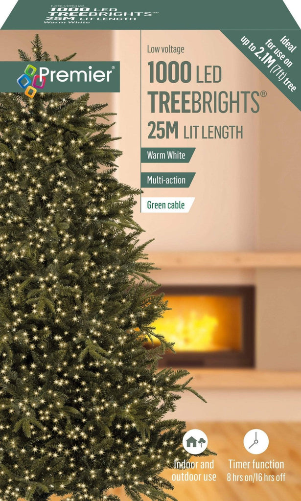 Premier 1000 LED Multi-Action Treebrights Christmas Tree Lights Timer WARM WHITE