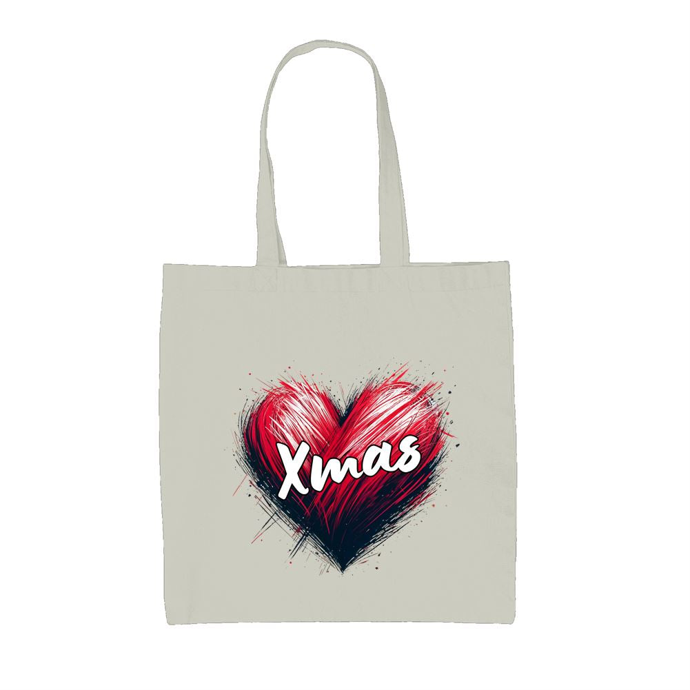 Love Heart Xmas - Canvas Tote Bag - Christmas Santa Father Presents Jesus Family