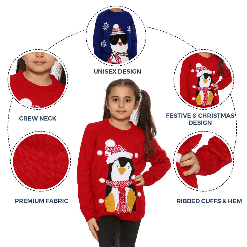 Boys Christmas Jumper 3D Kids Unisex Xmas Santa Snowman Penguin Pullover Sweater