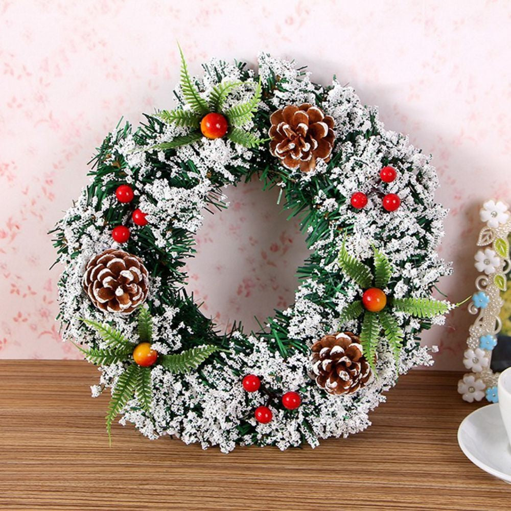 Large Snowy Christmas Wreath for Front Door Garland Christmas Decoration Outdoor