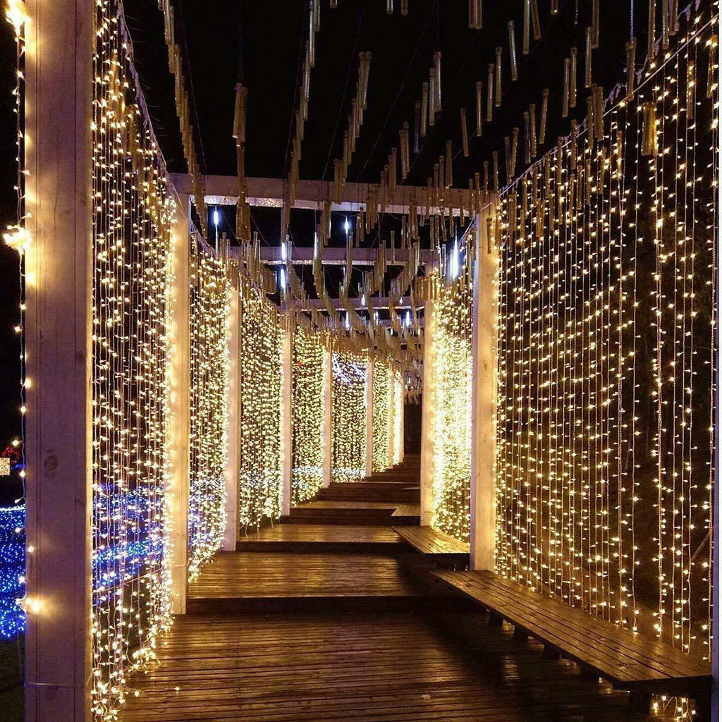 Christmas Curtain Lights Fairy Waterproof Indoor/Outdoor Wedding Plastic Cable