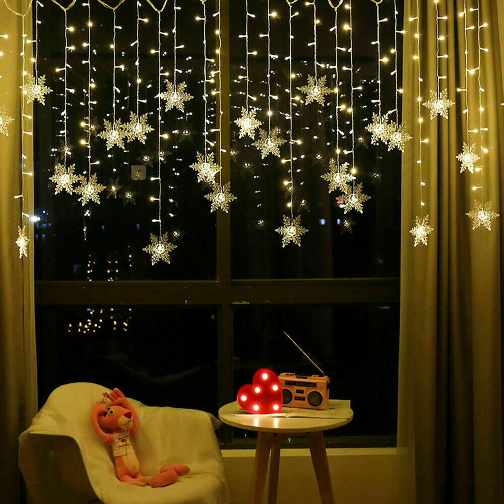 Christmas Curtain Lights Fairy Waterproof Indoor/Outdoor Wedding Plastic Cable