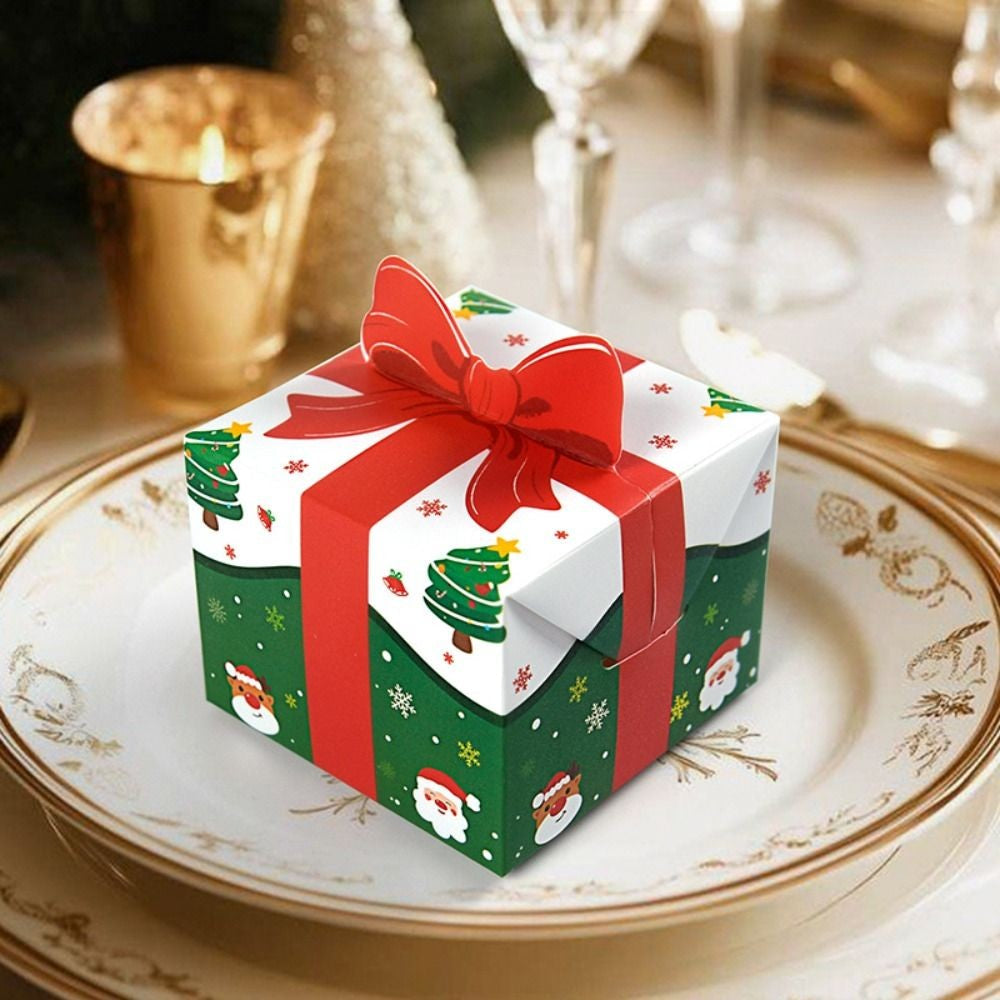 10Pcs 3D Bowknot Mini Christmas Packaging Box Xmas Supplies Gift Packaging