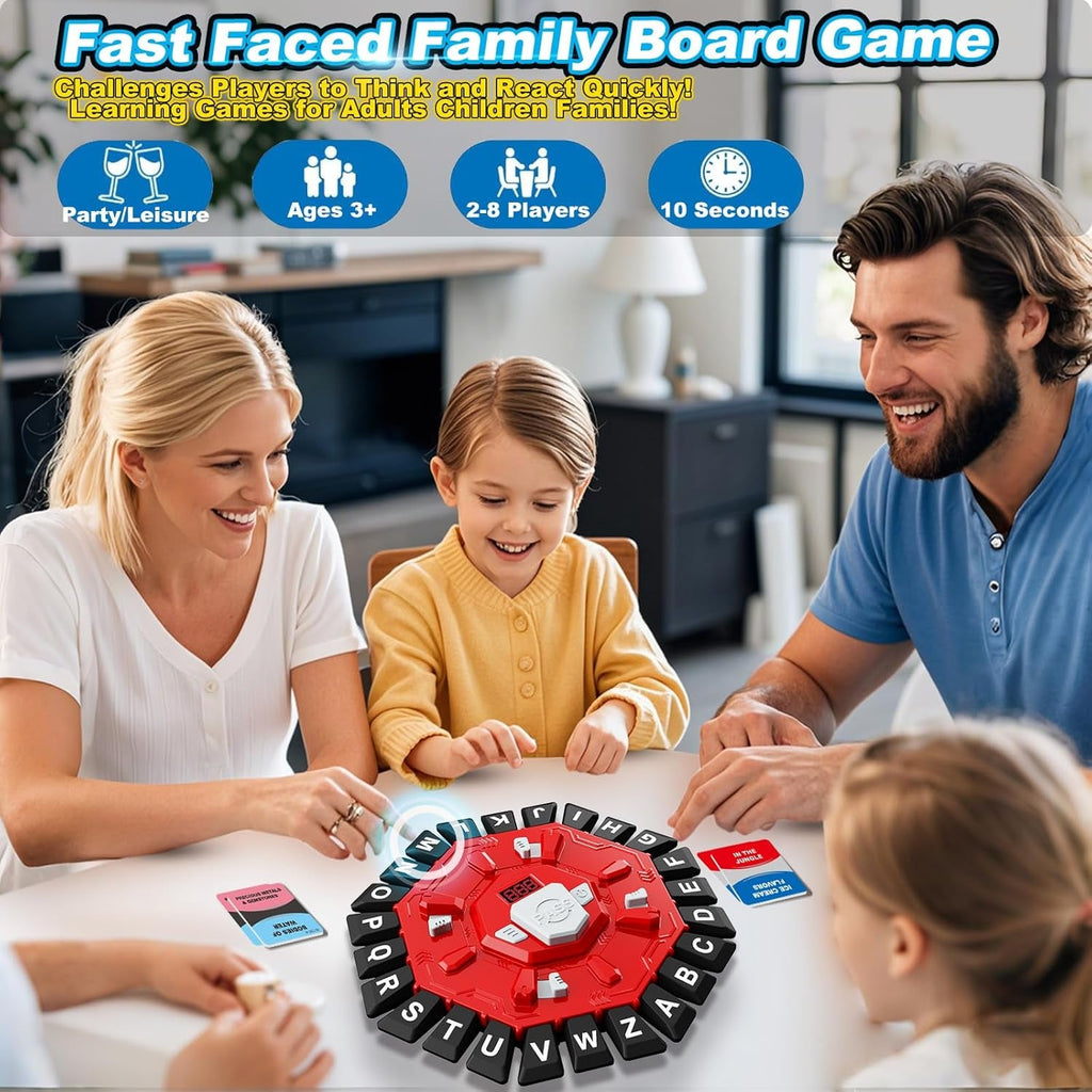 Word Game Family Board Games for Kids & Adults with 2 Modes,220 Topic Categories 24 Letters Pressing Game,Fun Fast-Paced Puzzle Games for Boys Girls Age 3+, 2-8 Players,Christmas & Birthday Gifts,Red