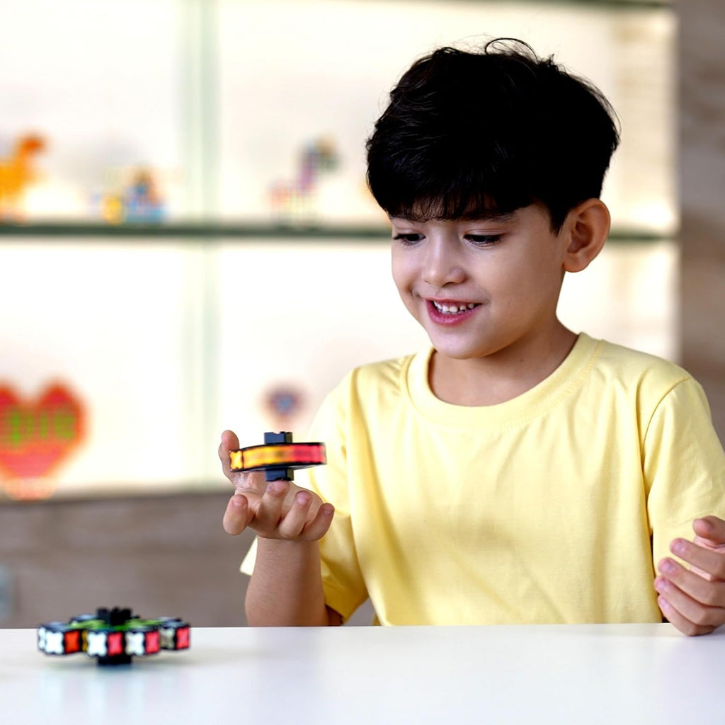 Magnet Fidget Spinner Mini - 8 Blocks, 3 in 1 Toy: Transformable Fidget Spinner, Infinity Cube, 2X2 Puzzle Cube, Stress Relief, STEM Sensory Magnet Tiles Birthday Gift for Kids/Boys/Girls/Adults