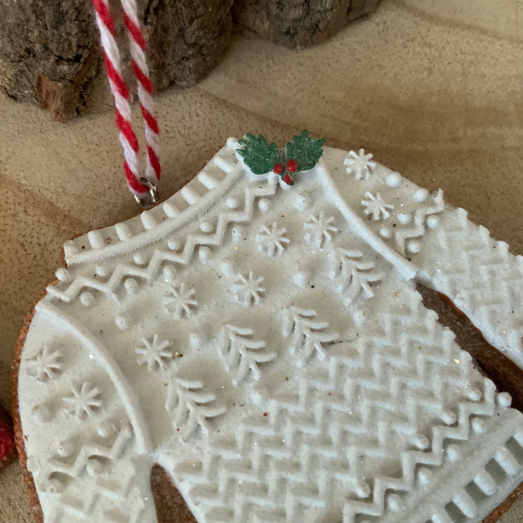 Iced Gingerbread Style Cookie Christmas Decoration Robin Jumper Gisela Graham