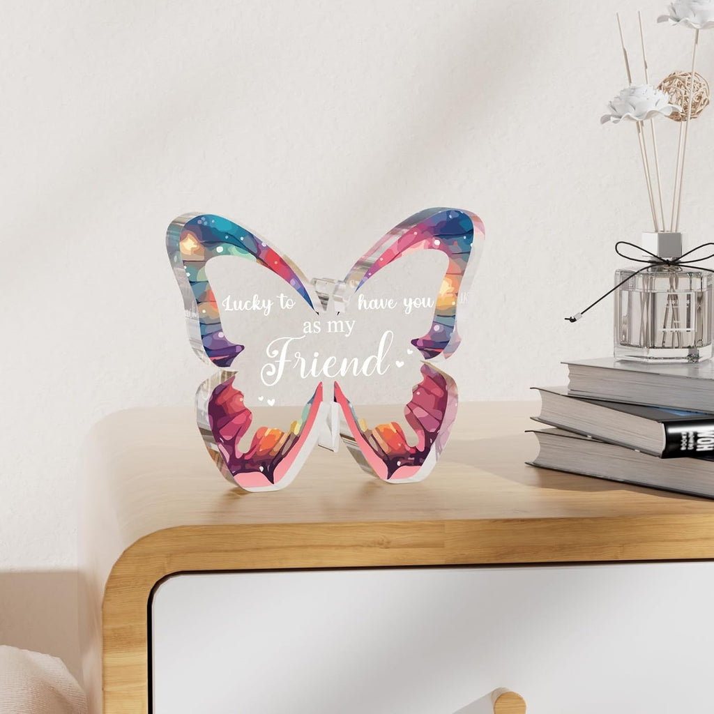 Friendship Gifts for Women,Special Friend Gifts, to My Bestie Easter Gifts Beautiful Butterfly Acrylic Plaque, Best Friend Birthday Gifts for Women, Christmas Wedding Presents for Friends