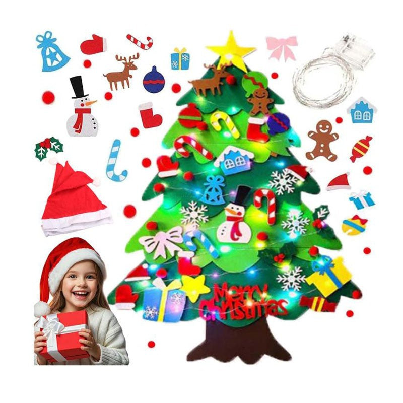 Felt Christmas Tree with Lights, Ideal DIY Home Xmas Decorations for Kids Gift