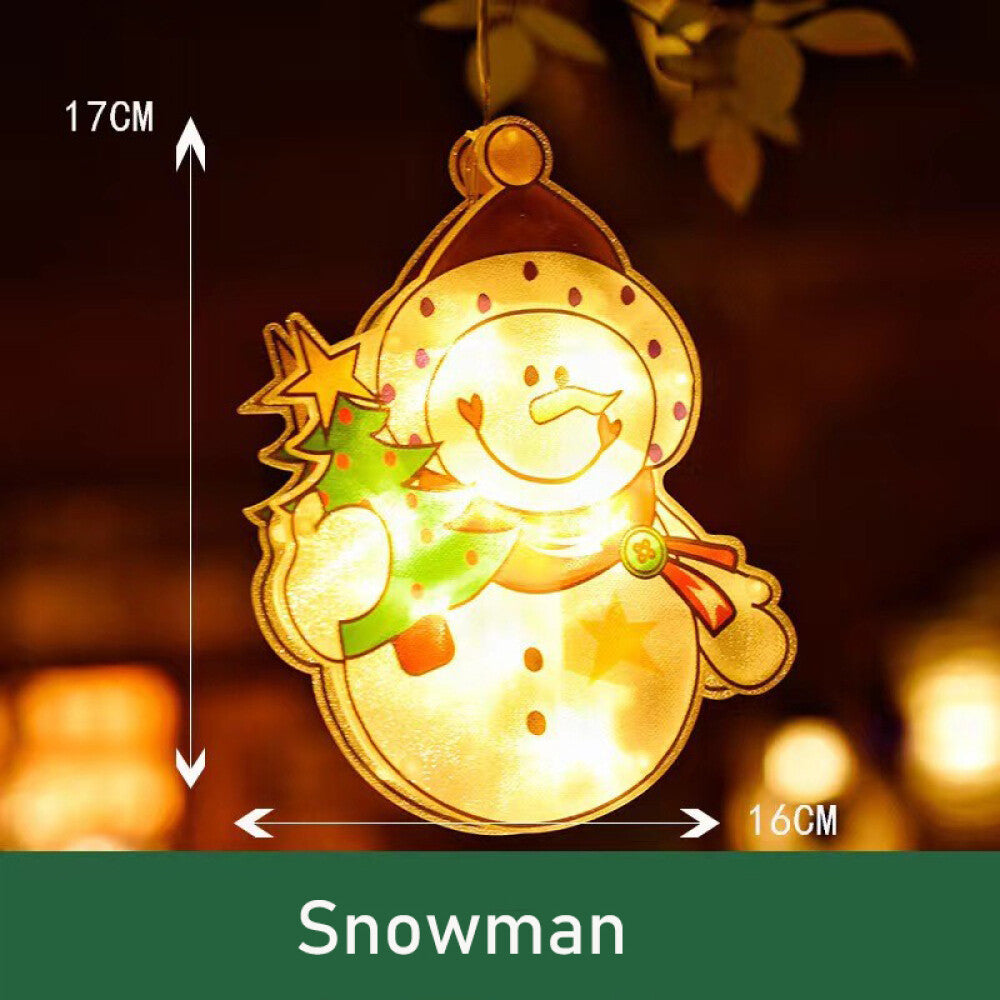 Christmas Window Hanging LED Lights Xmas Ornament Suction Cup Battery Home Party