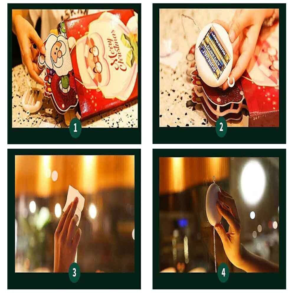Christmas Window Hanging LED Lights Xmas Ornament Suction Cup Battery Home Party