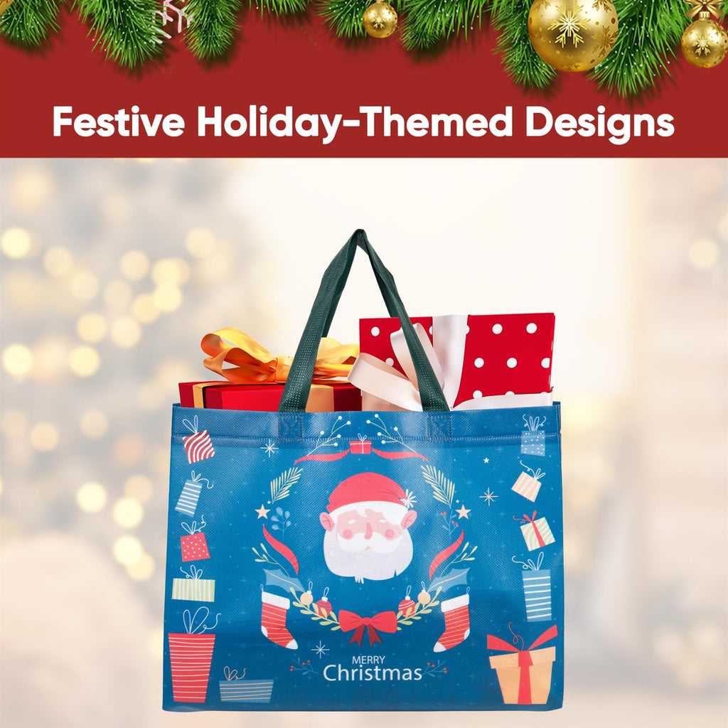 Christmas Gift Bags 12 Pack Tote Bag Non Woven Fabric Gift Party Present Bags