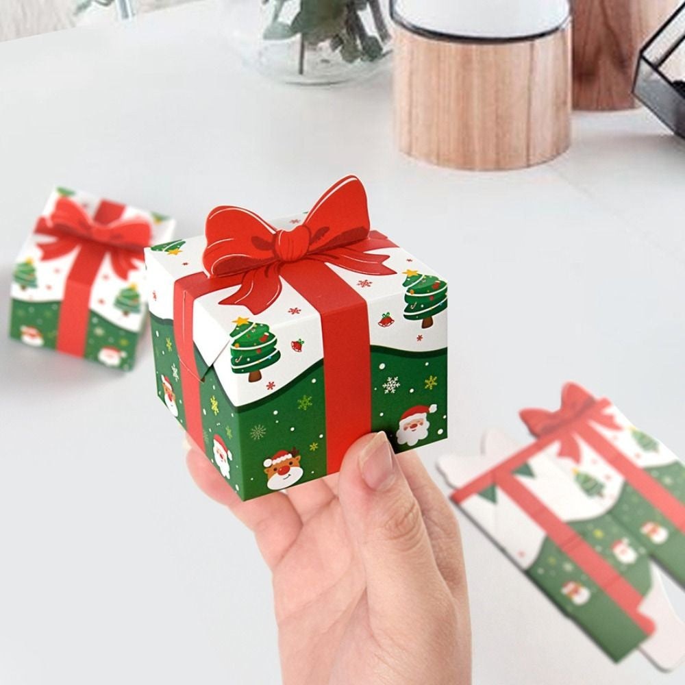 10Pcs 3D Bowknot Mini Christmas Packaging Box Xmas Supplies Gift Packaging